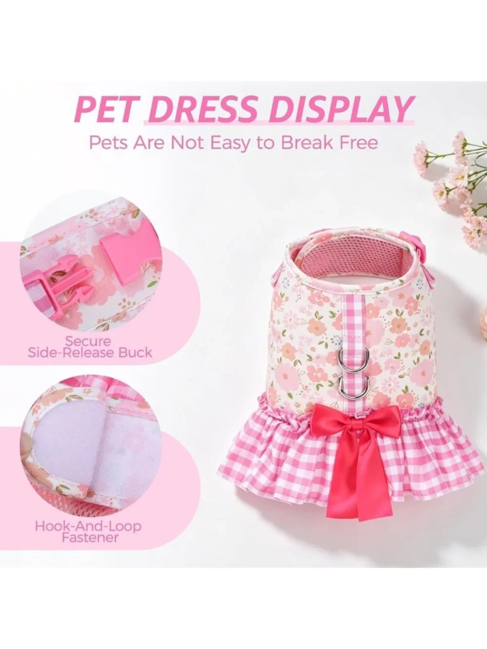 Cute Small Dog Harness & Leash Set - Adorable Dress Style for Girls